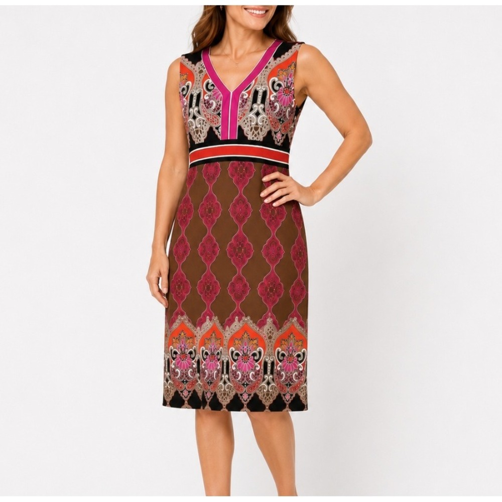 Liz Claiborne Casual Sleeveless Midi Dress XL‎ V Neck Career Party Travel